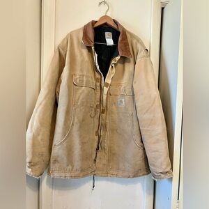 Vintage Carhartt Mens Workwear DISTRESSED Canvas Jacket Tan XXL